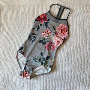Eleve Naomi Floral and Mesh Leotard Size XS